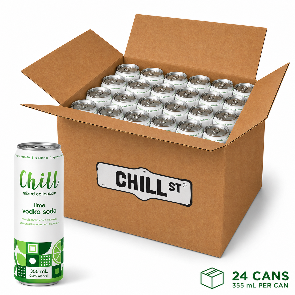 Vodka & Lime Non Alcoholic Mocktail 24-pack